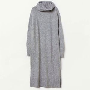 NWT Midi Dress Sweater Wool Content Grey Melange